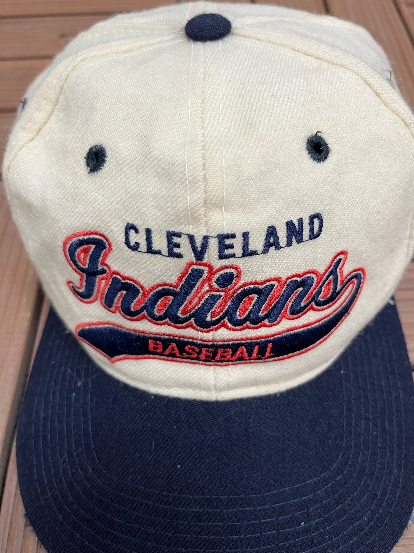 Cleveland Indians Baseball Embroidered Hat | One Size | Vintage 1990s Starter MLB Baseball White Cap |