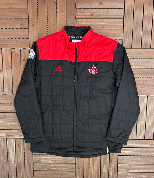 Team Canada World Cup of Hockey 2016 Graphic Jacket | Size X-Large | Vintage 2000s Hockey Black Jacket |