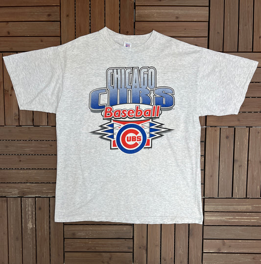 Chicago Cubs Baseball Graphic Tee | Size XX-Large | Vintage 1990s MLB Baseball Grey T-Shirt |