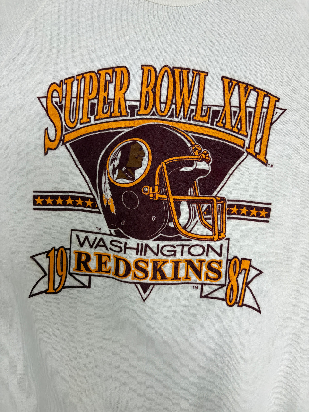 Washington Redskins Super Bowl XXII Graphic Crewneck | Size Large | Vintage 1980s NFL Football White Sweater |