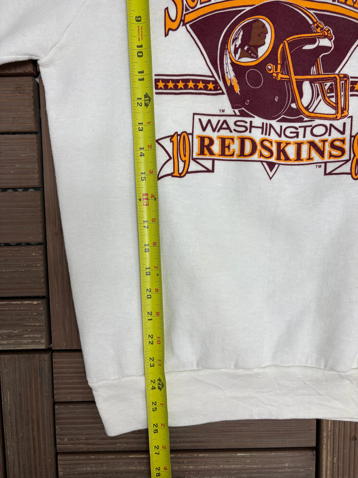Washington Redskins Super Bowl XXII Graphic Crewneck | Size Large | Vintage 1980s NFL Football White Sweater |