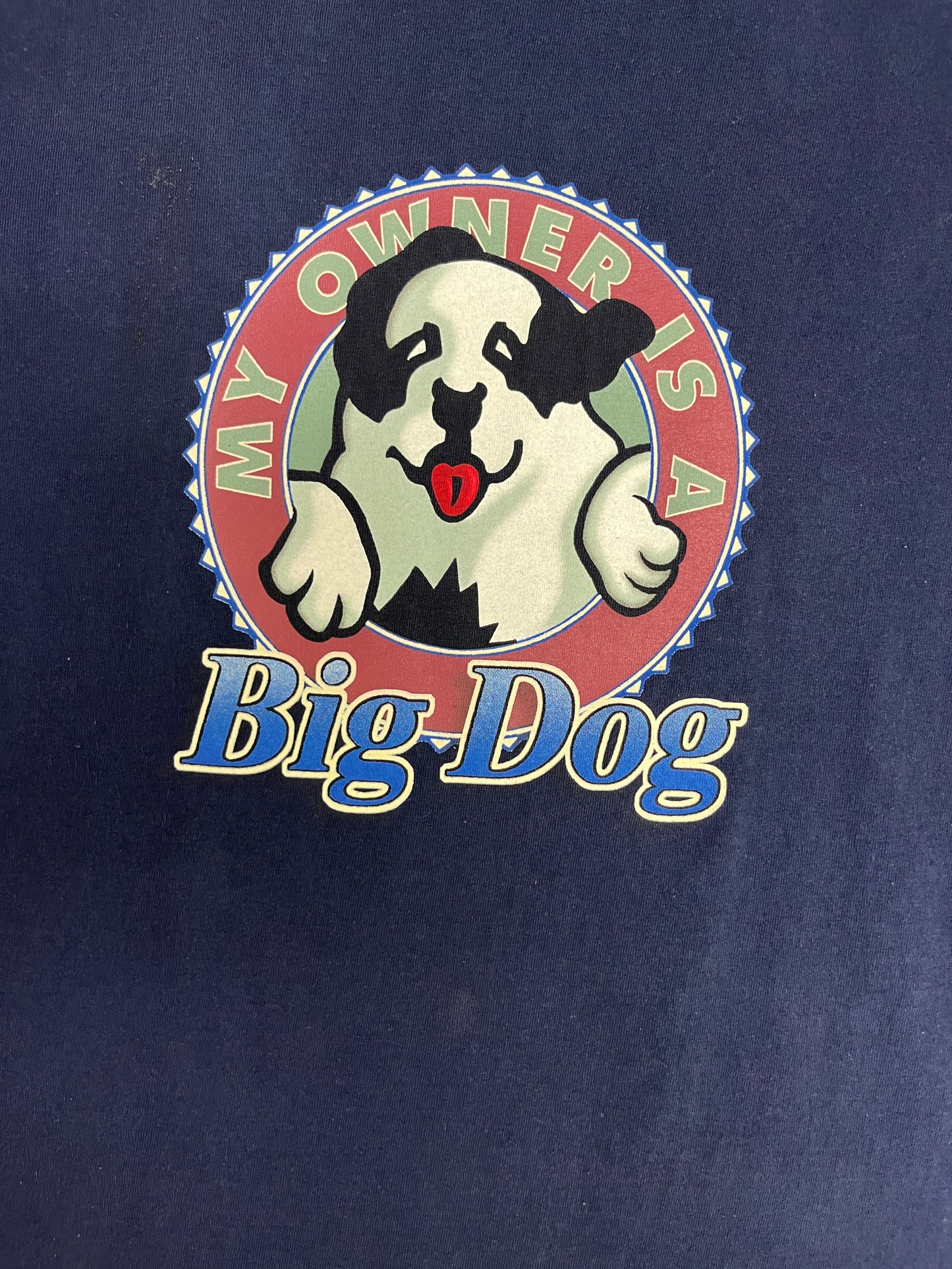 My Owner Is A Big Dog Graphic Tee | Size Medium | Vintage 2000s Cartoon Dog Blue T-Shirt |