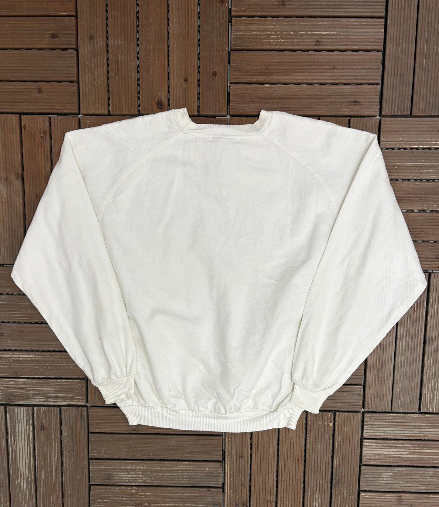 OshKosh All Goods Guaranteed First Class Graphic Crewneck | Size Large | Vintage 1990s Promotional White Sweater |