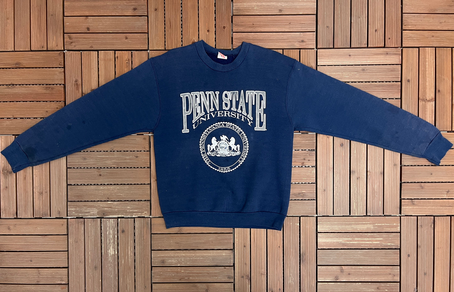 Penn State Nittany Lions Graphic Crewneck | Size Large | Vintage 1990s Blue College Sweater |