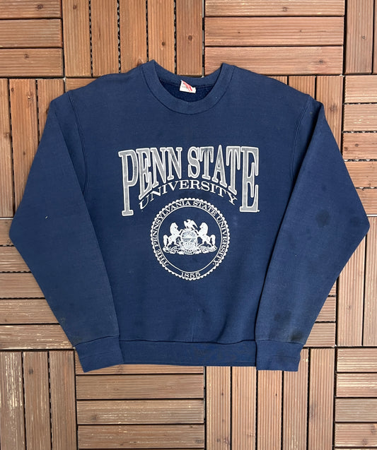 Penn State Nittany Lions Graphic Crewneck | Size Large | Vintage 1990s Blue College Sweater |