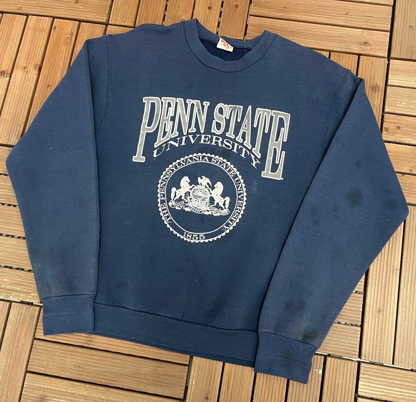 Penn State Nittany Lions Graphic Crewneck | Size Large | Vintage 1990s Blue College Sweater |