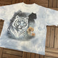 Tigers & Panther Graphic Tee | Size XX-Large | Vintage 2000s Promotional Animal Blue T-Shirt |