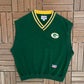 Green Bay Packers Embroidered Graphic Vest | Size XX-Large | Vintage 1990s NFL Football Green Starter Coach Vest |