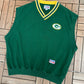 Green Bay Packers Embroidered Graphic Vest | Size XX-Large | Vintage 1990s NFL Football Green Starter Coach Vest |