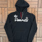 Wimbledon Head Stitched Graphic Hoodie | Size Medium | Vintage 2000s Tennis Black Sweater |