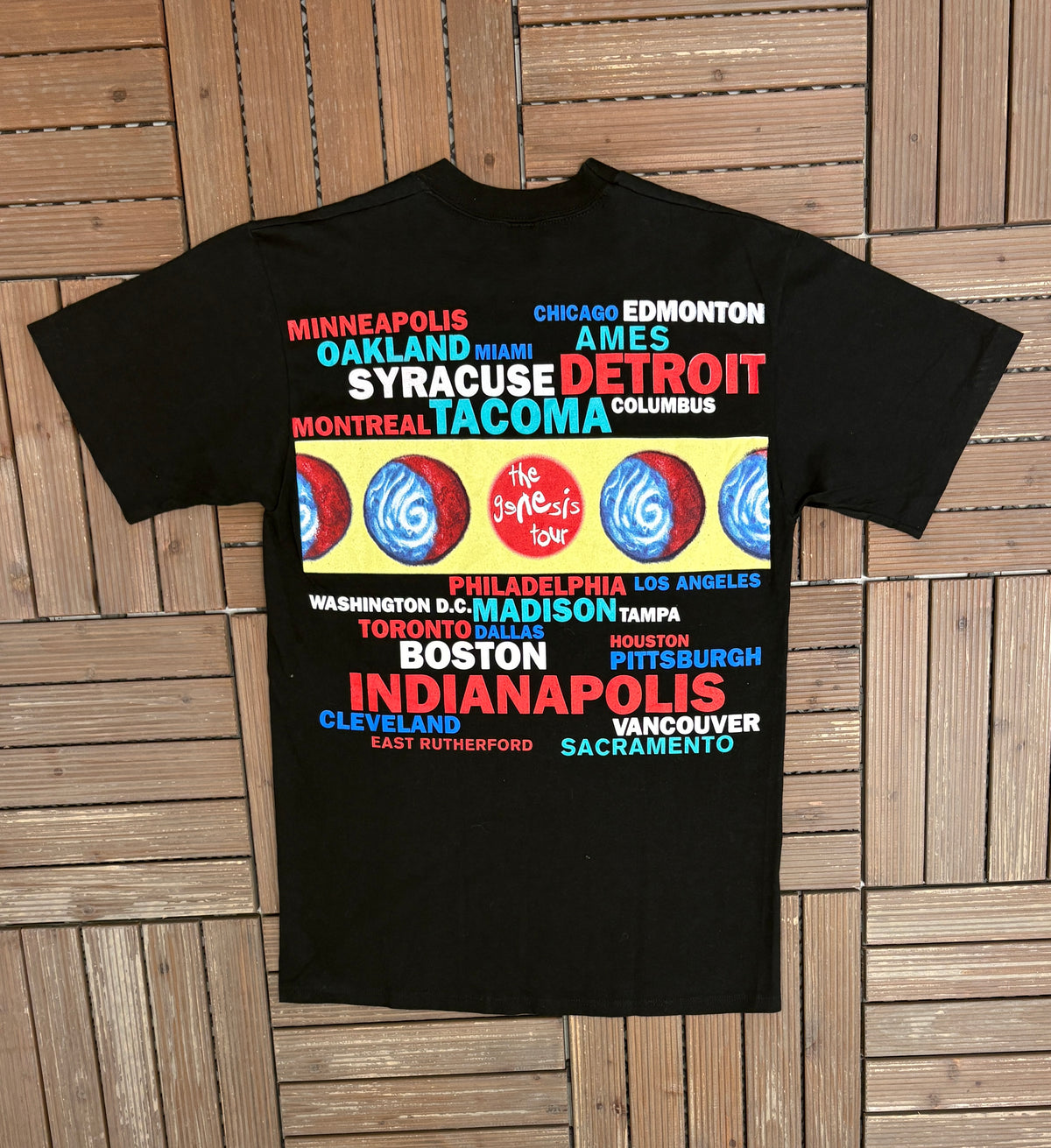 The Genesis We Can't Dance Tour Graphic Tee | Size Large | Vintage 1990s Rock Black T-Shirt |