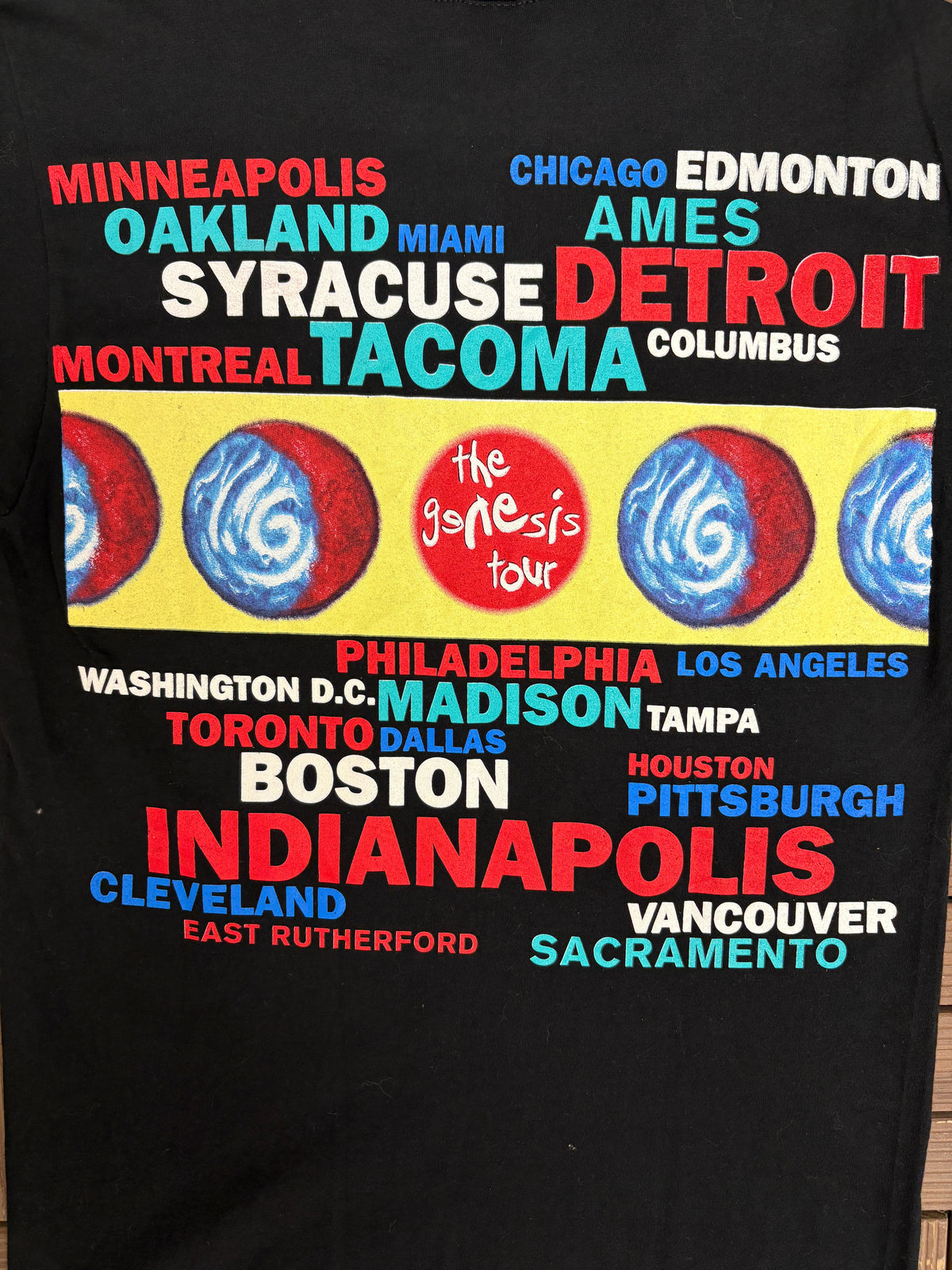 The Genesis We Can't Dance Tour Graphic Tee | Size Large | Vintage 1990s Rock Black T-Shirt |