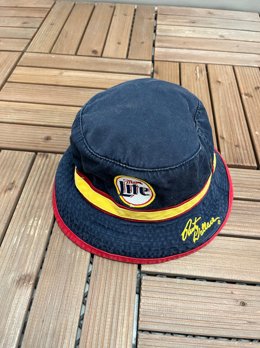 Rusty Wallace Miller Lite Bucket Hat | One Size | Vintage 1990s Blue Bucket Cap |