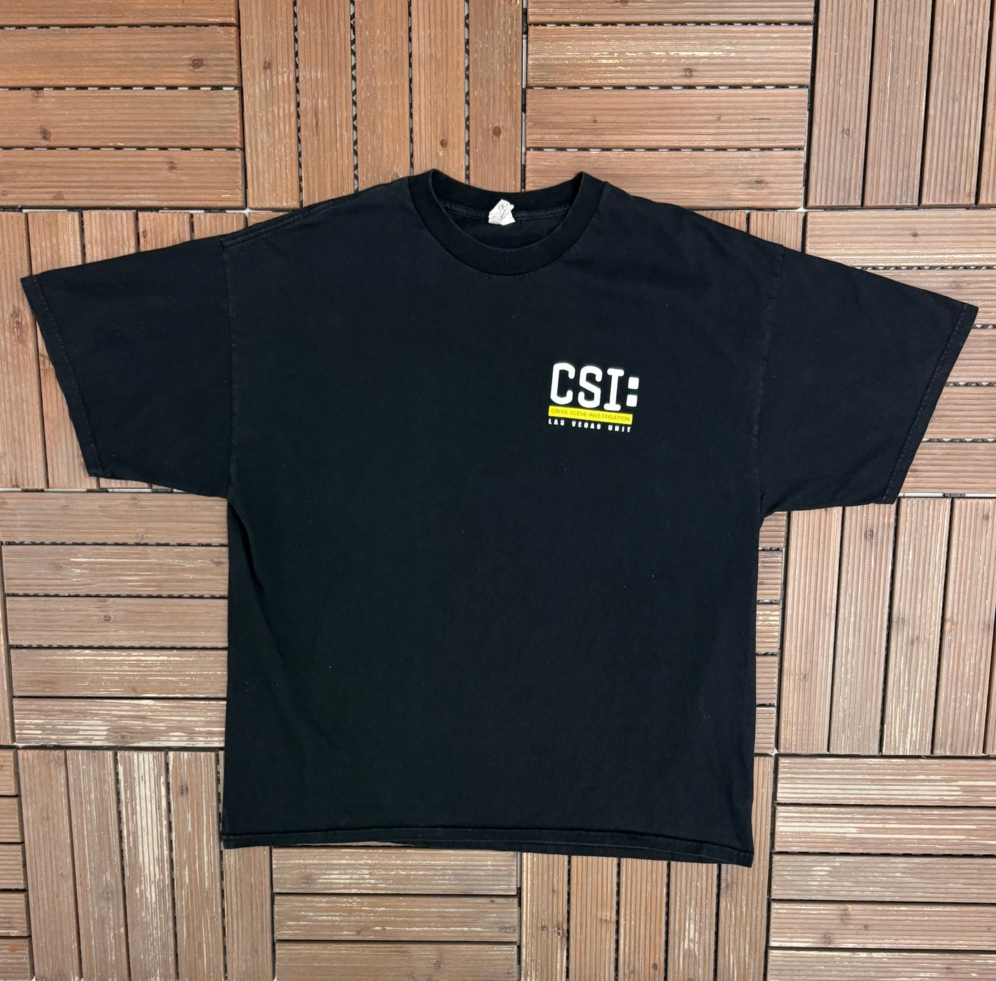 CSI Crime Scene Investigation Las Vegas Graphic Tee | Size XX-Large | Vintage 2000s Promotional Black T-Shirt |