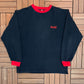 Coca-Cola Embroidered Graphic Crewneck | Size X-Large | Vintage 1990s Promotional Black Sweater |