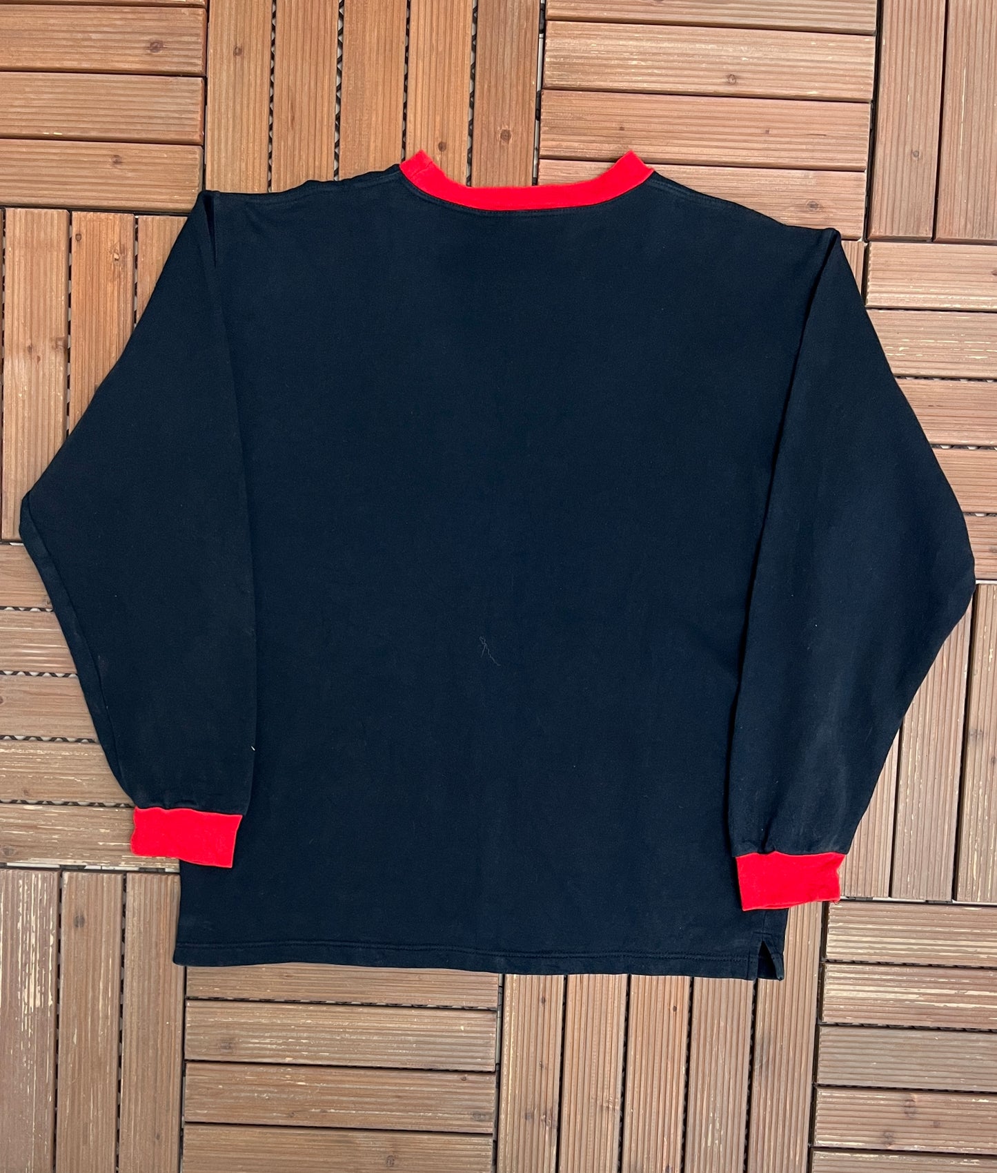 Coca-Cola Embroidered Graphic Crewneck | Size X-Large | Vintage 1990s Promotional Black Sweater |