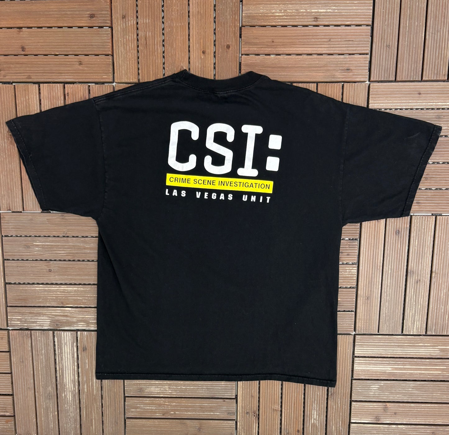 CSI Crime Scene Investigation Las Vegas Graphic Tee | Size XX-Large | Vintage 2000s Promotional Black T-Shirt |