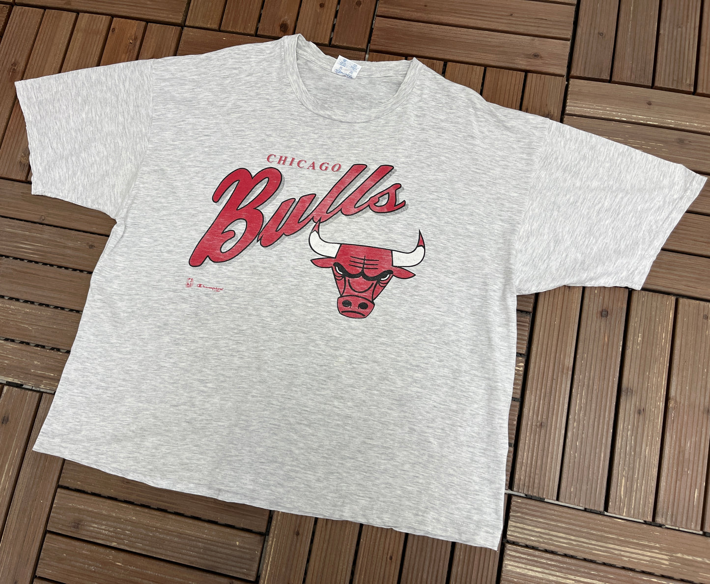 Chicago Bulls Graphic Tee | Size XX-Large | Vintage 1990s NBA Basketball Grey T-Shirt |