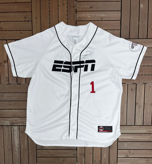 ESPN Baseball Tonight Baseball Jersey | Size X-Large | Vintage 2000s Promotional White Jersey |