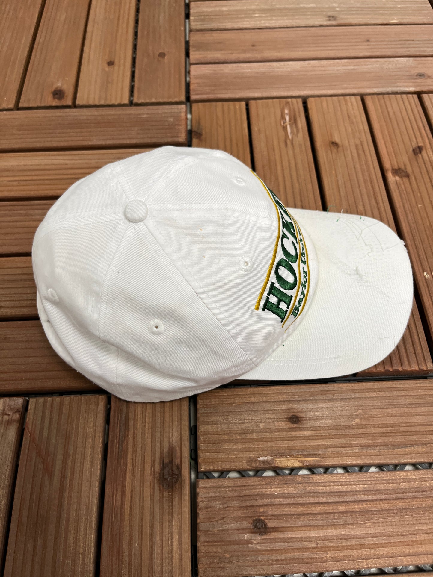 Baylor Bears Hockey Graphic Hat | Snap Back | Vintage 1990s White College Cap |