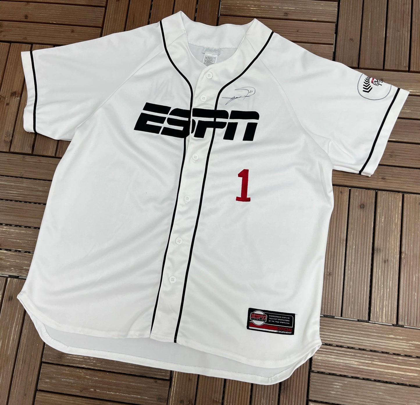ESPN Baseball Tonight Baseball Jersey | Size X-Large | Vintage 2000s Promotional White Jersey |