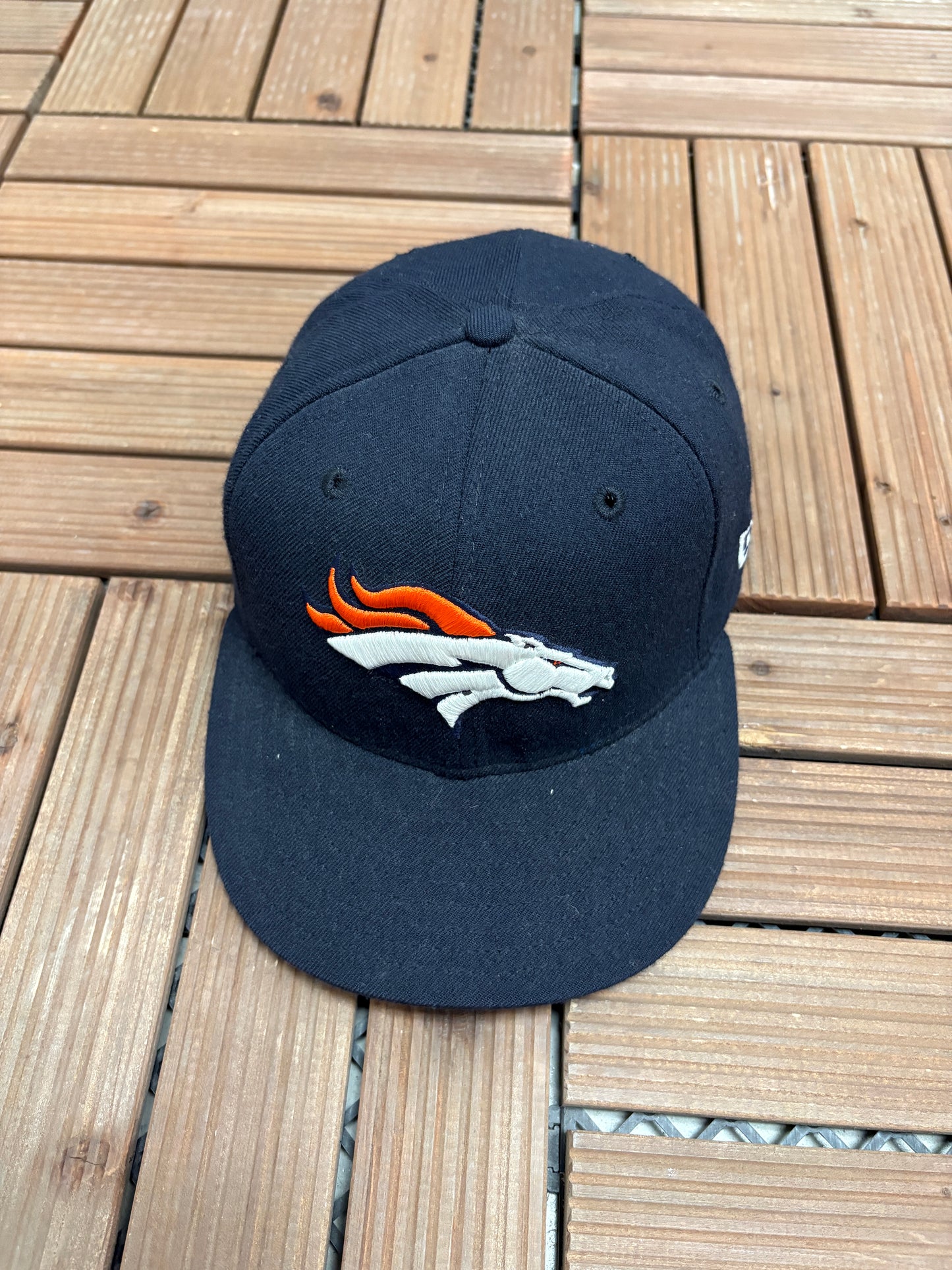 Denver Broncos Embroidered Graphic Hat | Size 6 7/8 | Vintage 1990s NFL Football Blue Cap |