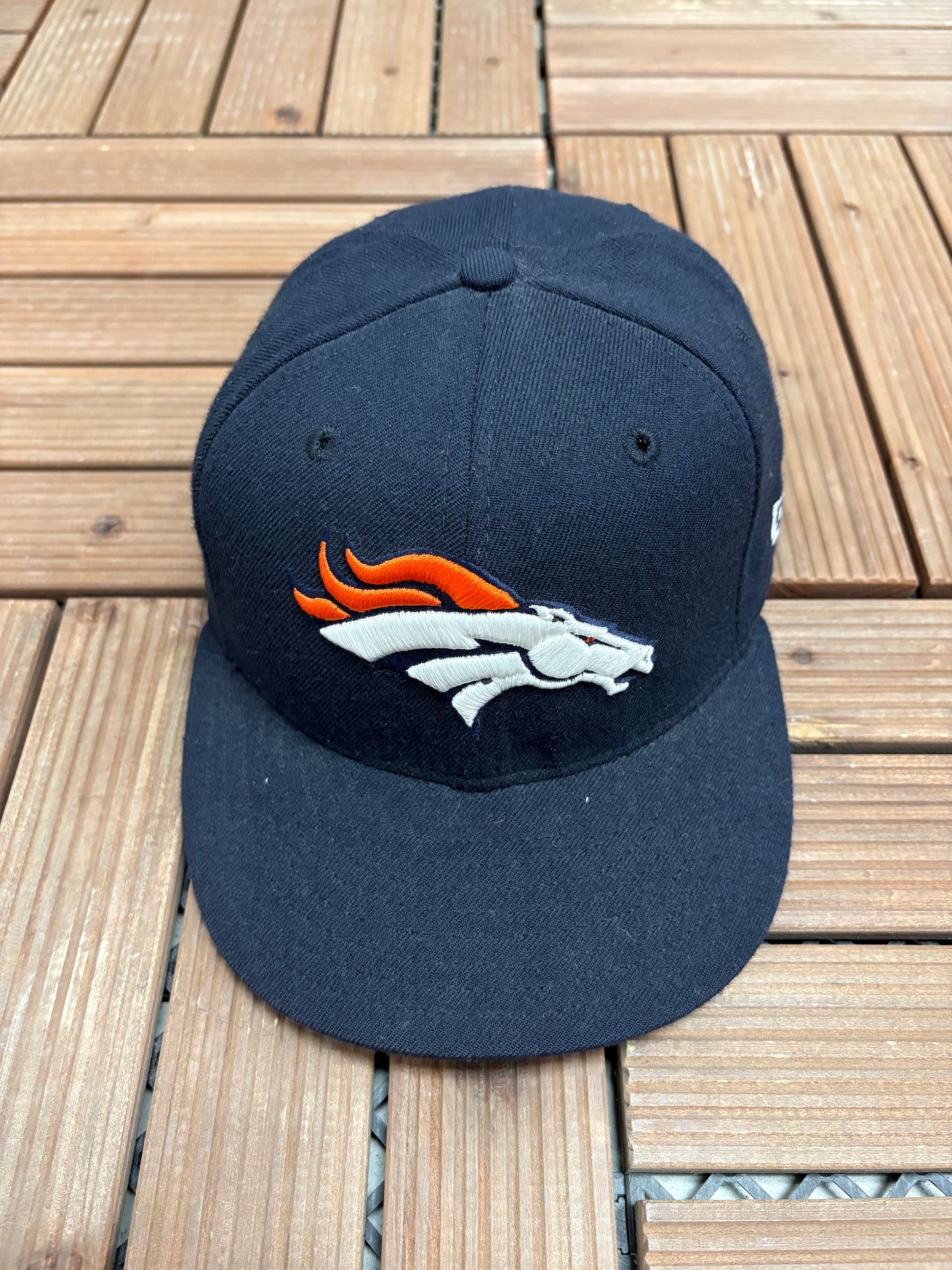 Denver Broncos Embroidered Graphic Hat | Size 6 7/8 | Vintage 1990s NFL Football Blue Cap |