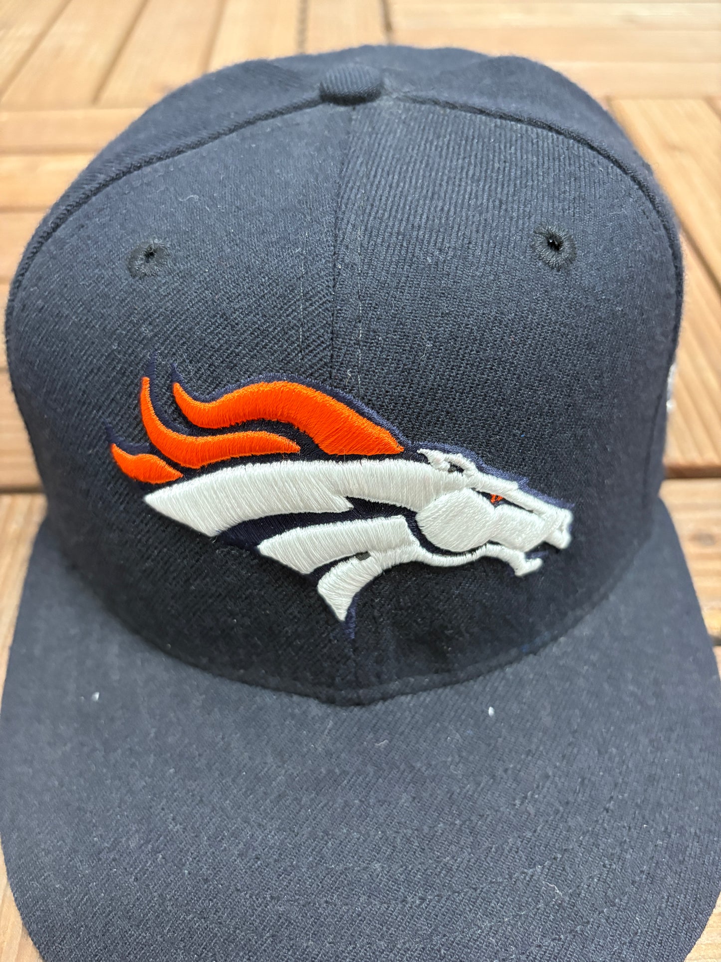 Denver Broncos Embroidered Graphic Hat | Size 6 7/8 | Vintage 1990s NFL Football Blue Cap |