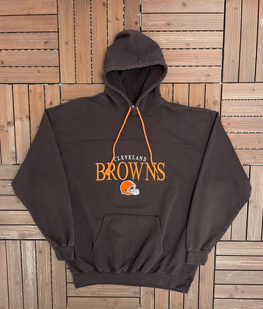 Cleveland Browns Graphic Hoodie | Size X-Large | Vintage 2000s NFL Football Brown Sweater |