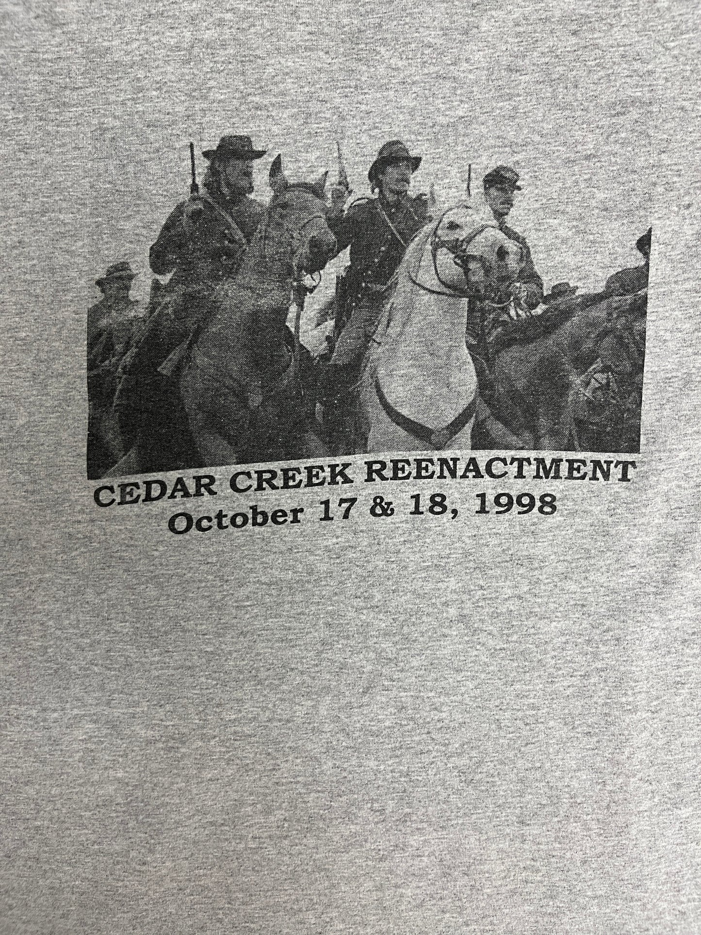 Cedar Creek Battlefield Middletown, Virginia Graphic Tee | Size Large | Vintage 1990s Military Grey T-Shirt |