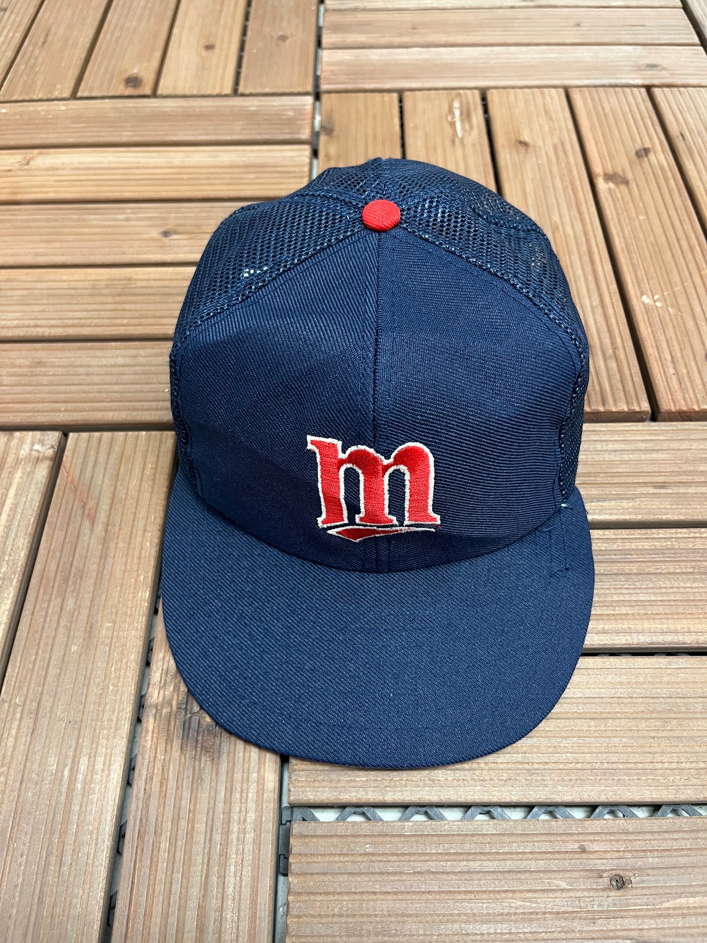 Minnesota Twins Embroidered Hat | Snap Back | Vintage 1990s MLB Baseball Trucker Blue Cap |