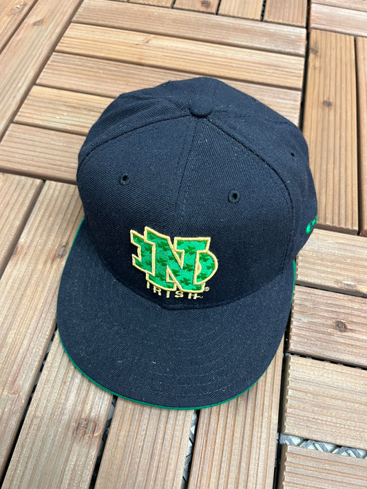 Notre Dame Fighting Irish Graphic Hat | Size 7 1/8 | Vintage 1990s College Sports Blue Cap |