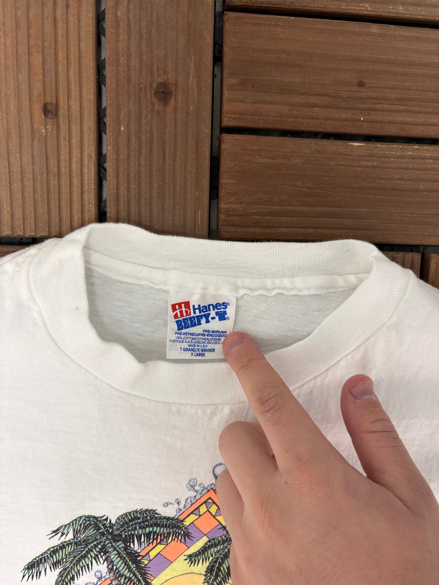St. John Iguana House Graphic Tee | Size X-Large | Vintage 1990s White Single Stitch T-Shirt |