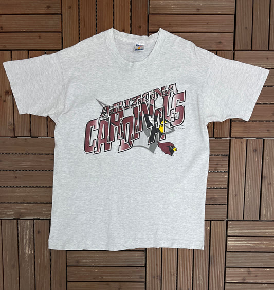 Arizona Cardinals Graphic Tee | Size X-Large | Vintage 1990s NFL Football Grey T-Shirt |