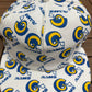 Los Angeles Rams Helmet All Over Print Graphic Hat | Snap Back | Vintage 1990s NFL Football White Hat |