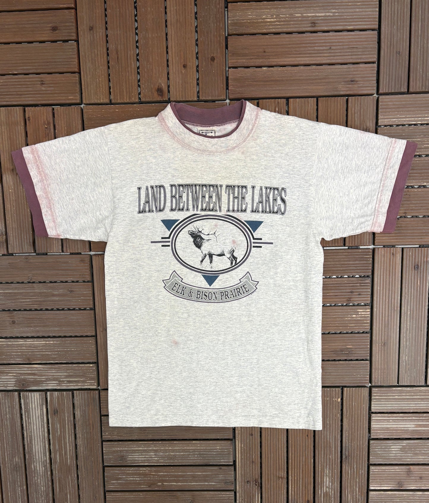 Elk & Bison Prairie, Kentucky Graphic Tee | Size Medium | Vintage 1990s Animal Grey T-Shirt |