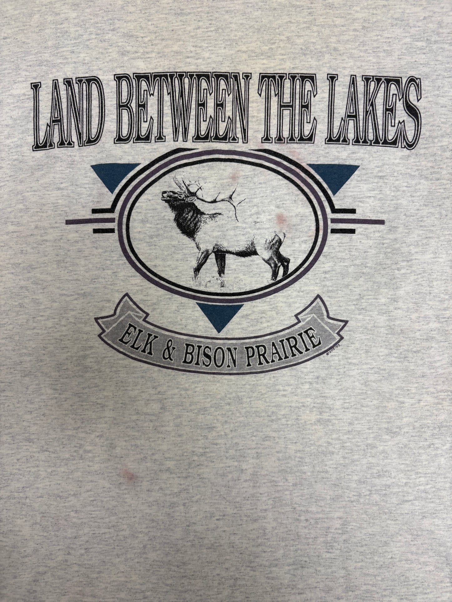 Elk & Bison Prairie, Kentucky Graphic Tee | Size Medium | Vintage 1990s Animal Grey T-Shirt |