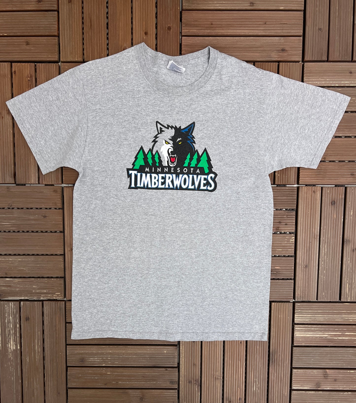 Minnesota Timberwolves Graphic Tee | Size Large | Vintage 2000s NBA Basketball Starter Grey T-Shirt |