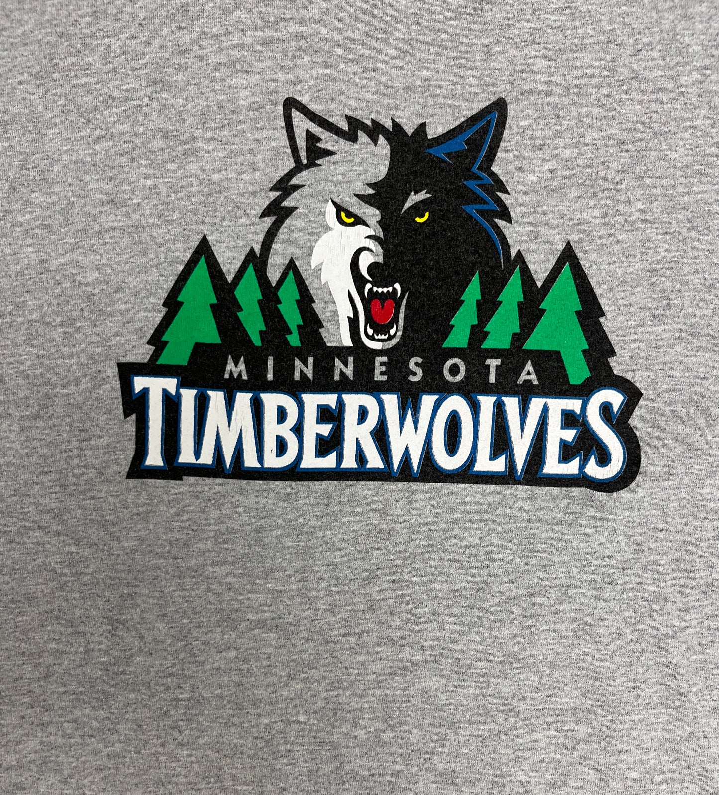 Minnesota Timberwolves Graphic Tee | Size Large | Vintage 2000s NBA Basketball Starter Grey T-Shirt |