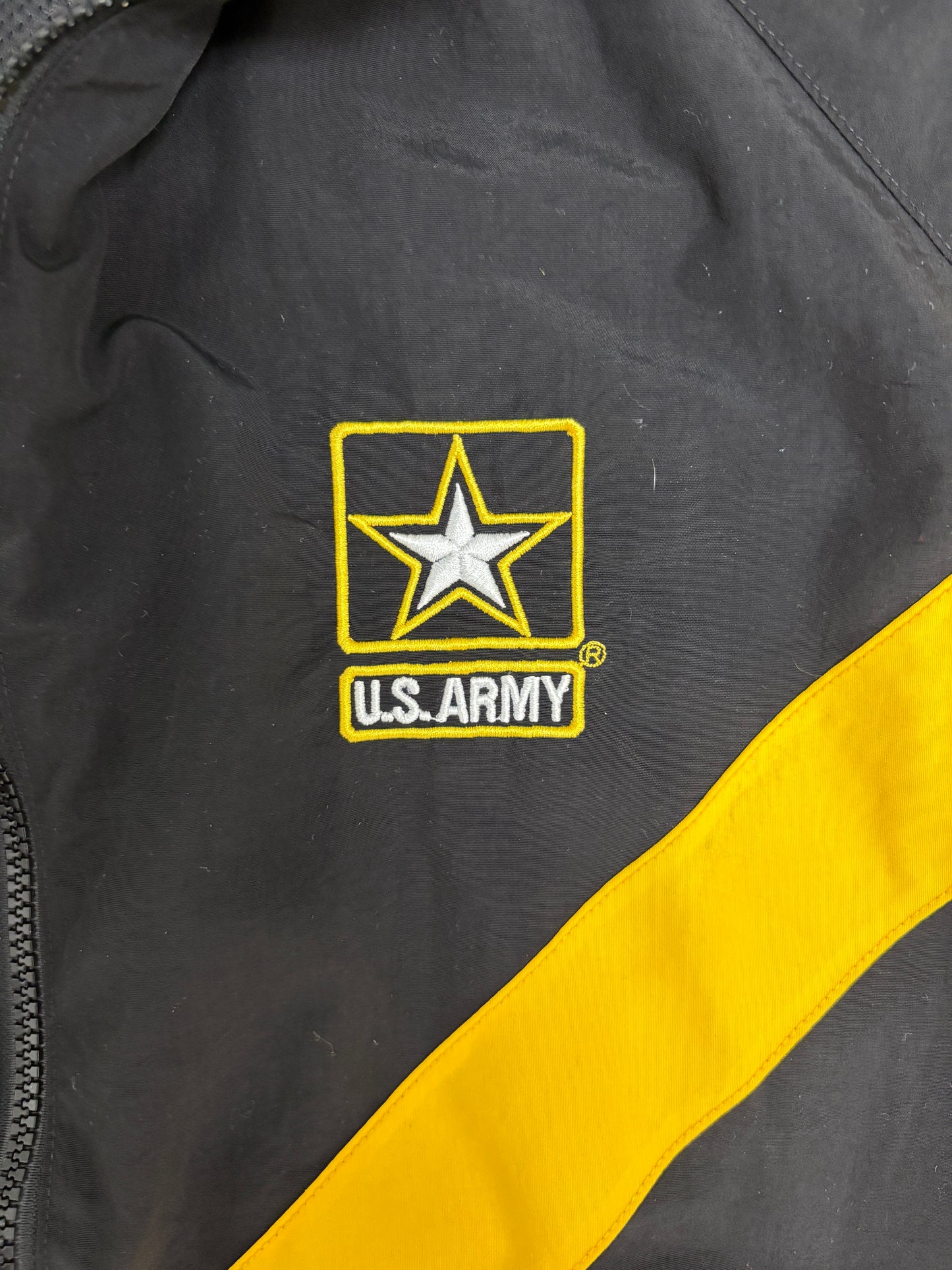 United States Army Embroidered Graphic Windbreaker | Size Small | Vintage 2000s Military Black Jacket |