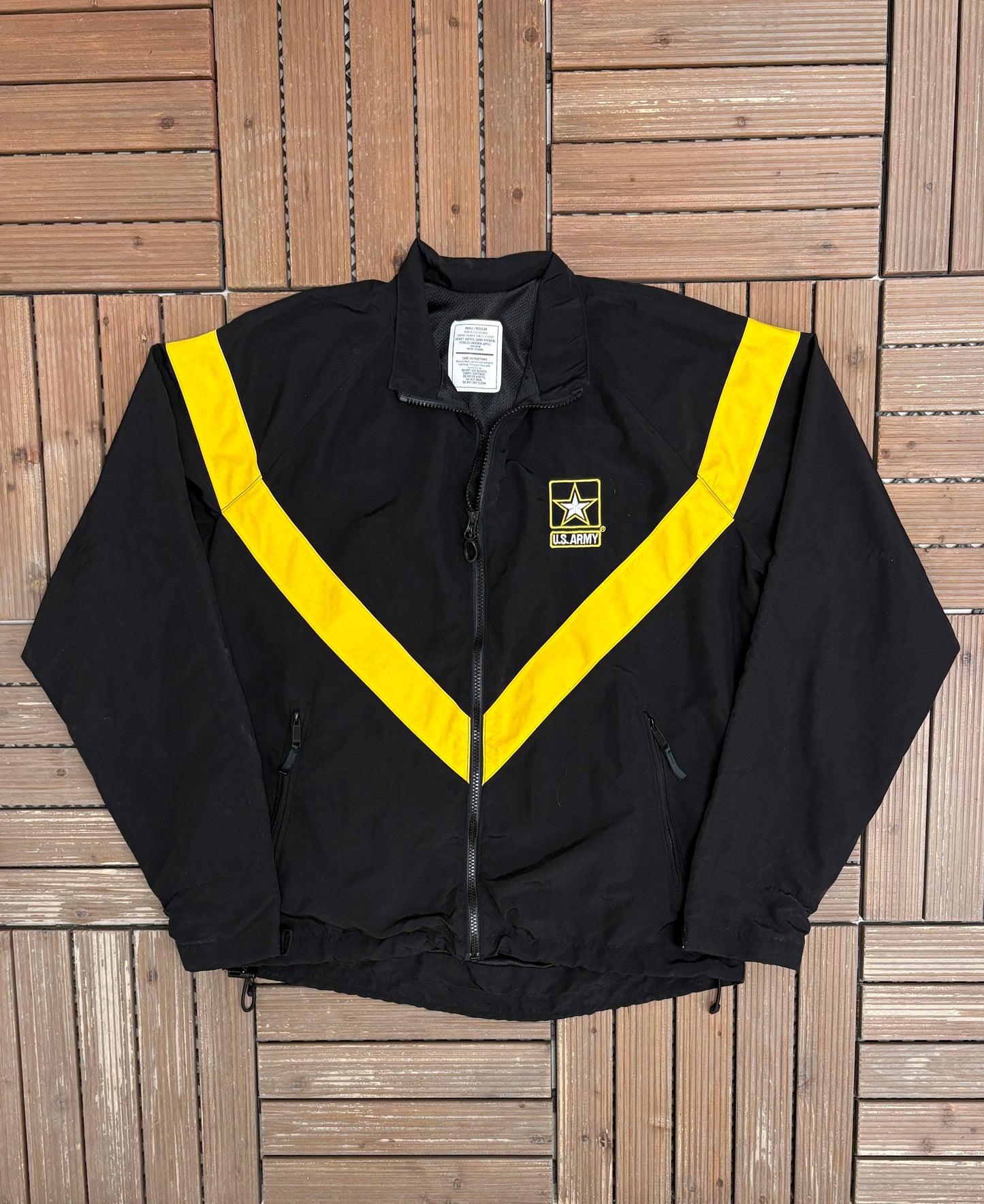 United States Army Embroidered Graphic Windbreaker | Size Small | Vintage 2000s Military Black Jacket |