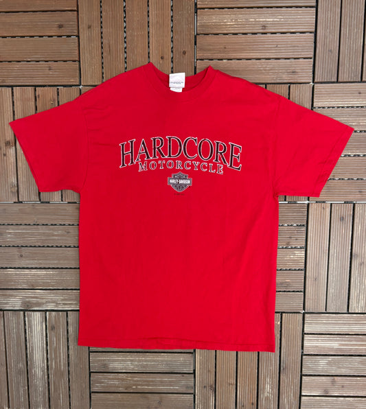 Harley Davidson Lansing, Michigan Graphic Tee | Size X-Large | Vintage 2000s Biker Red T-Shirt |