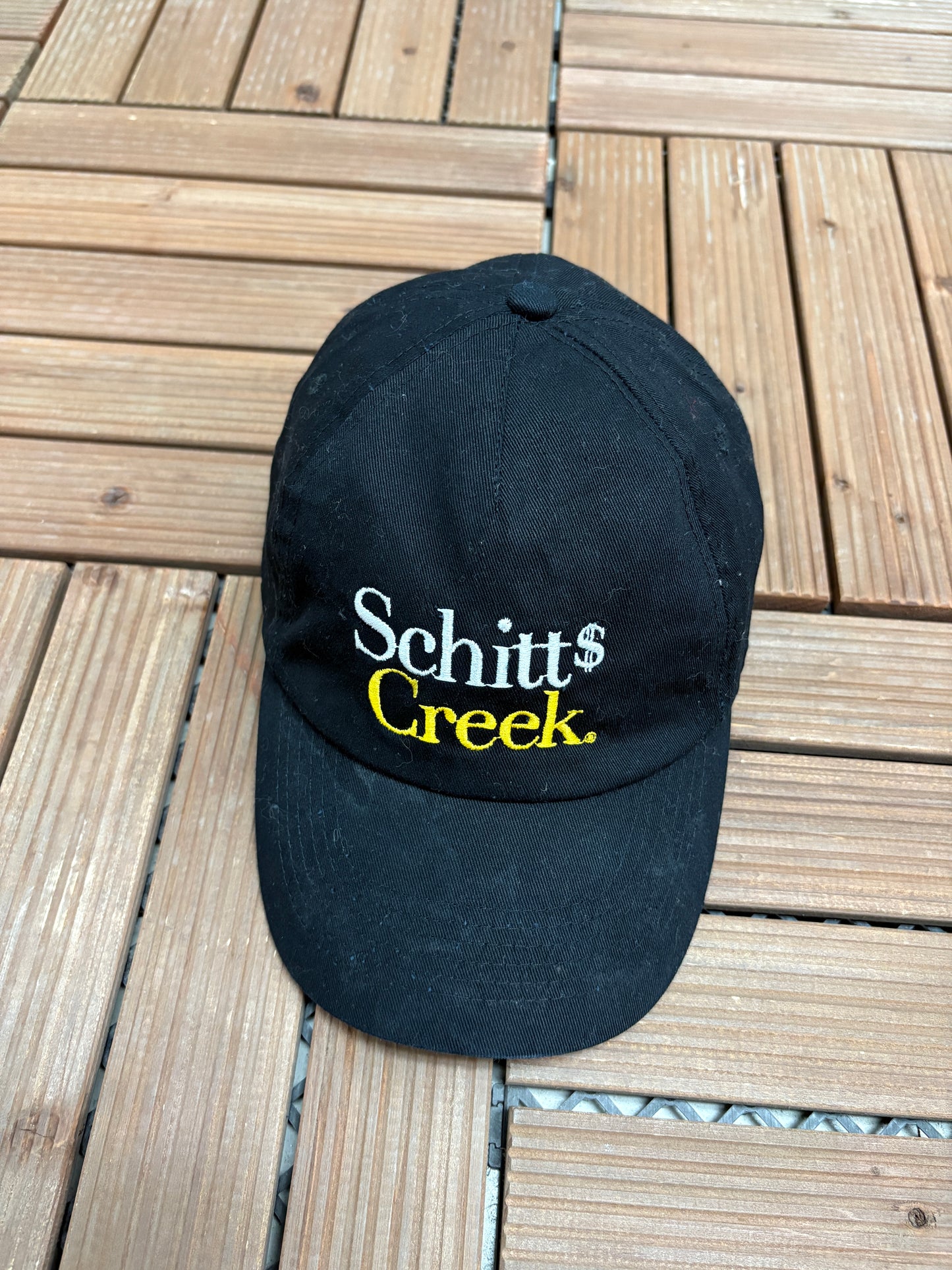 Schitt's Creek Embroidered Graphic Hat | Snap Back | Television Promotional Black Cap |