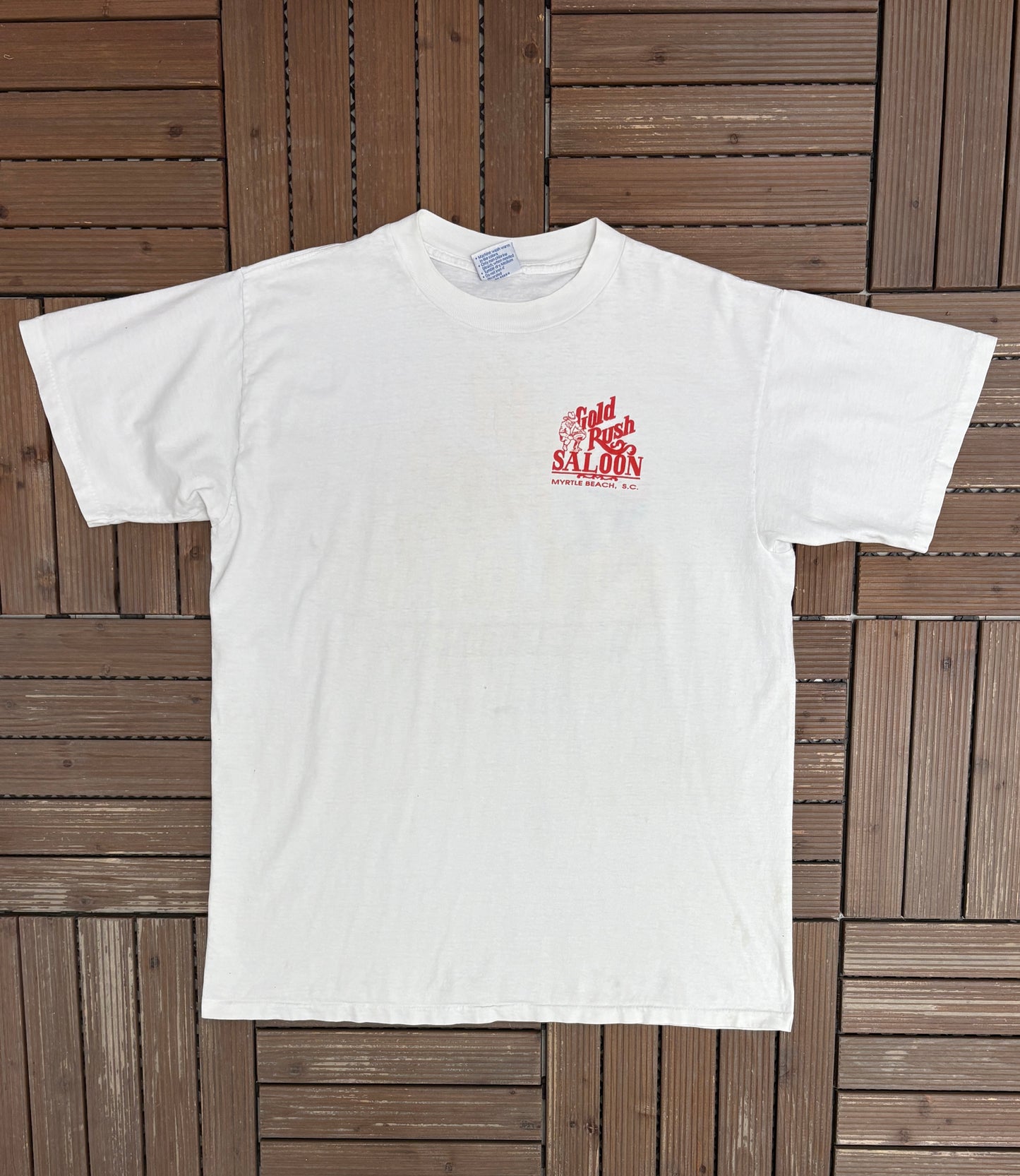 Gold Rush Saloon Myrtle Beach Graphic Tee | Size X-Large | Vintage 1990s Promotional White T-Shirt | Made in USA |