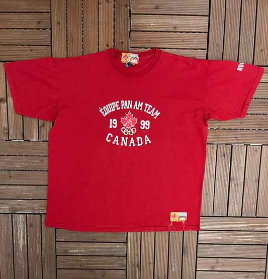 Equipe Pan-Am Team Canada 1999 Graphic Tee | Size X-Large | Vintage 1990s Promotional Red T-Shirt |