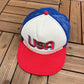 United States of America Embroidered Hat | Snap Back | Vintage 1990s White Trucker Cap |