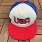 United States of America Embroidered Hat | Snap Back | Vintage 1990s White Trucker Cap |