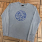 Diesel Spell Out Graphic Tee | Size X-Large | Used 2000s Blue/Grey Designer Long Sleeve Shirt |