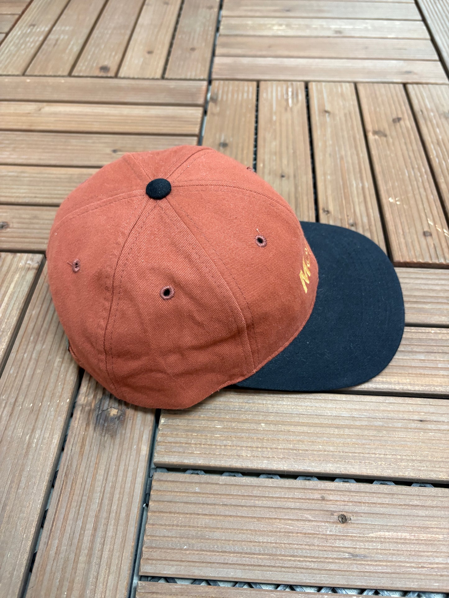 Mobil Embroidered Graphic Hat | Metal Clasp | Vintage 1990s Promotional Red Cap |