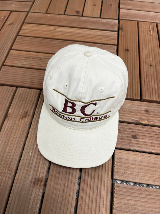 Boston College Eagles Graphic Hat | Snap Back | Vintage 1990s College Sports White Cap |